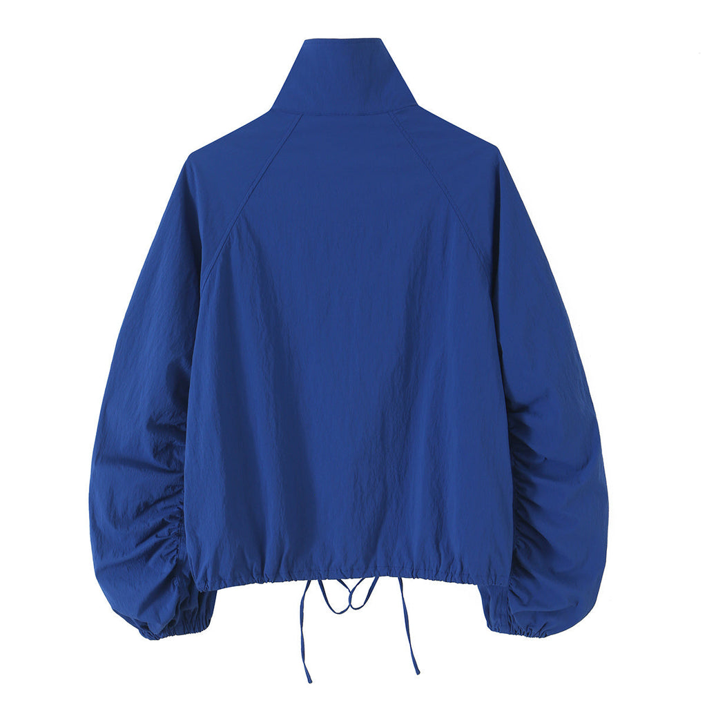 Women's pleated sleeve technology fabric buckle Coat
