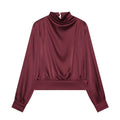 Women's with shoulder pads satin texture shirt