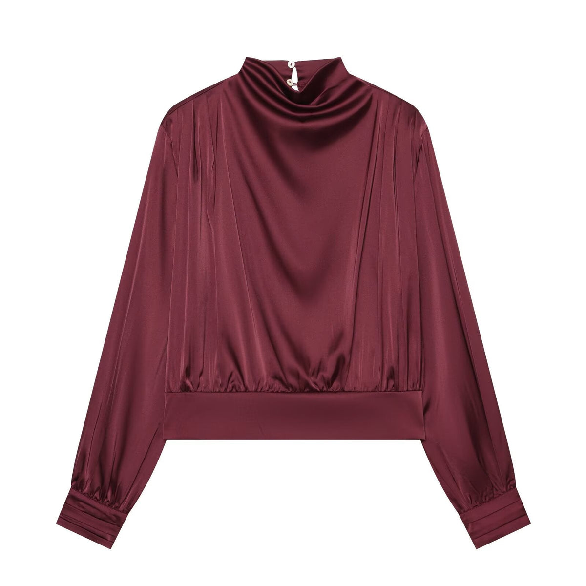 Women's with shoulder pads satin texture shirt