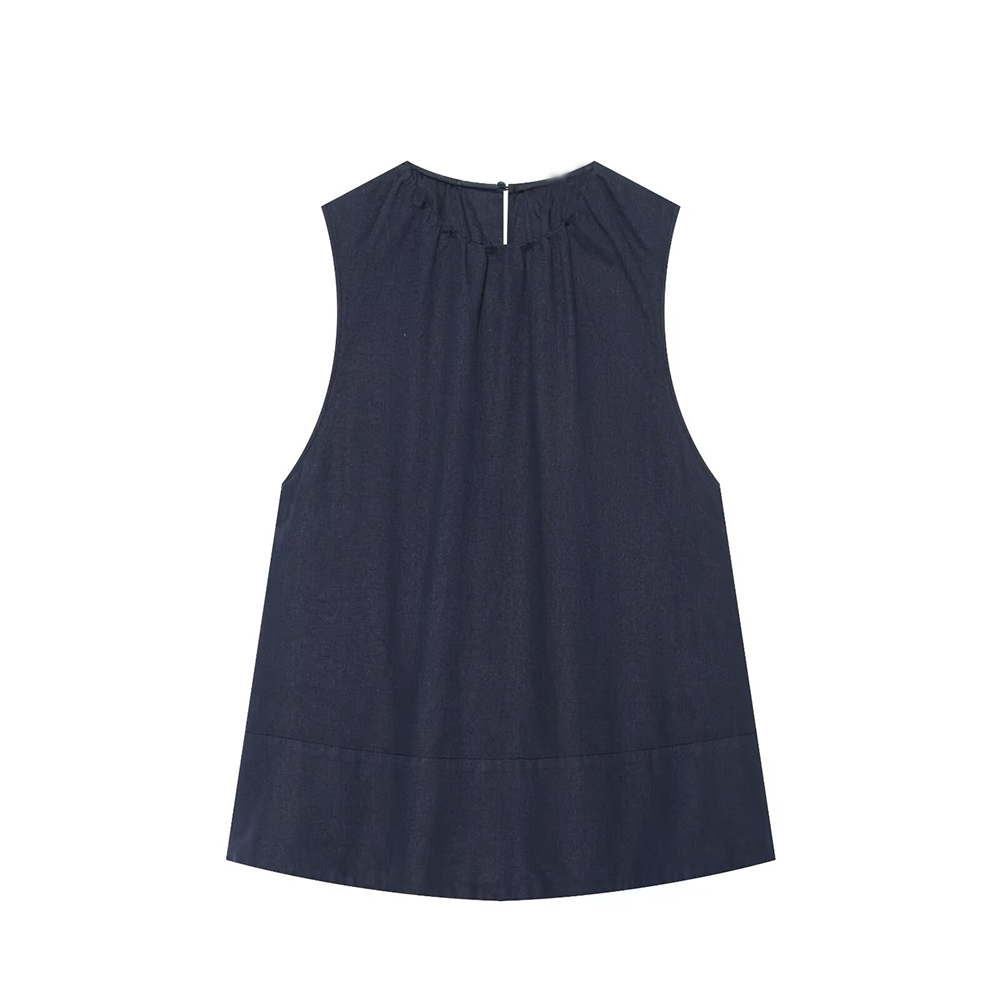 Women's sleeveless linen blend top