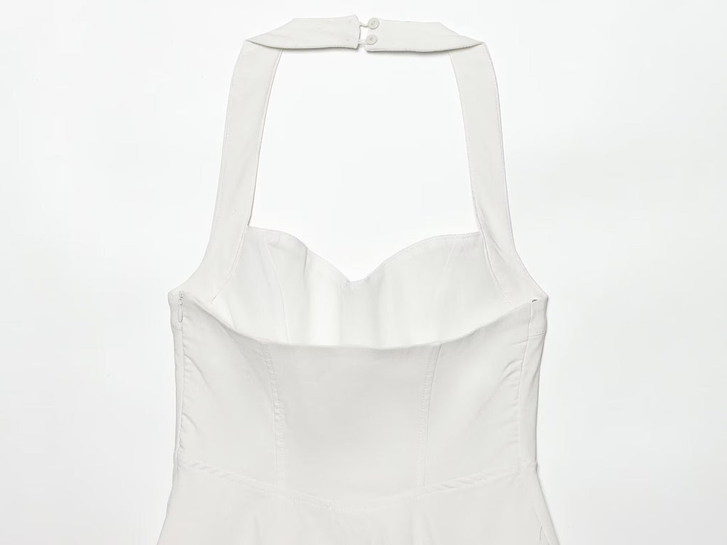 Women's sleeveless hanging neck wide hem dress