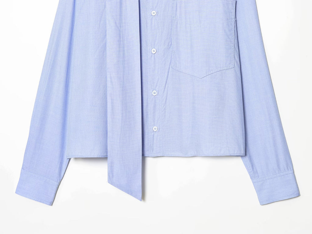 Women's bow decoration casual button up shirt