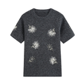 Women's beaded short sleeved knitted sweater