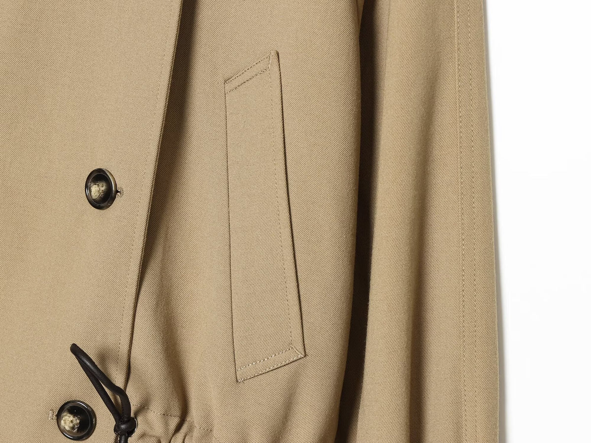 Women's with drawstring double breasted windbreaker Coat