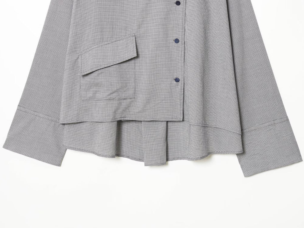 Women's 2026 loose standing collar checkered shirt