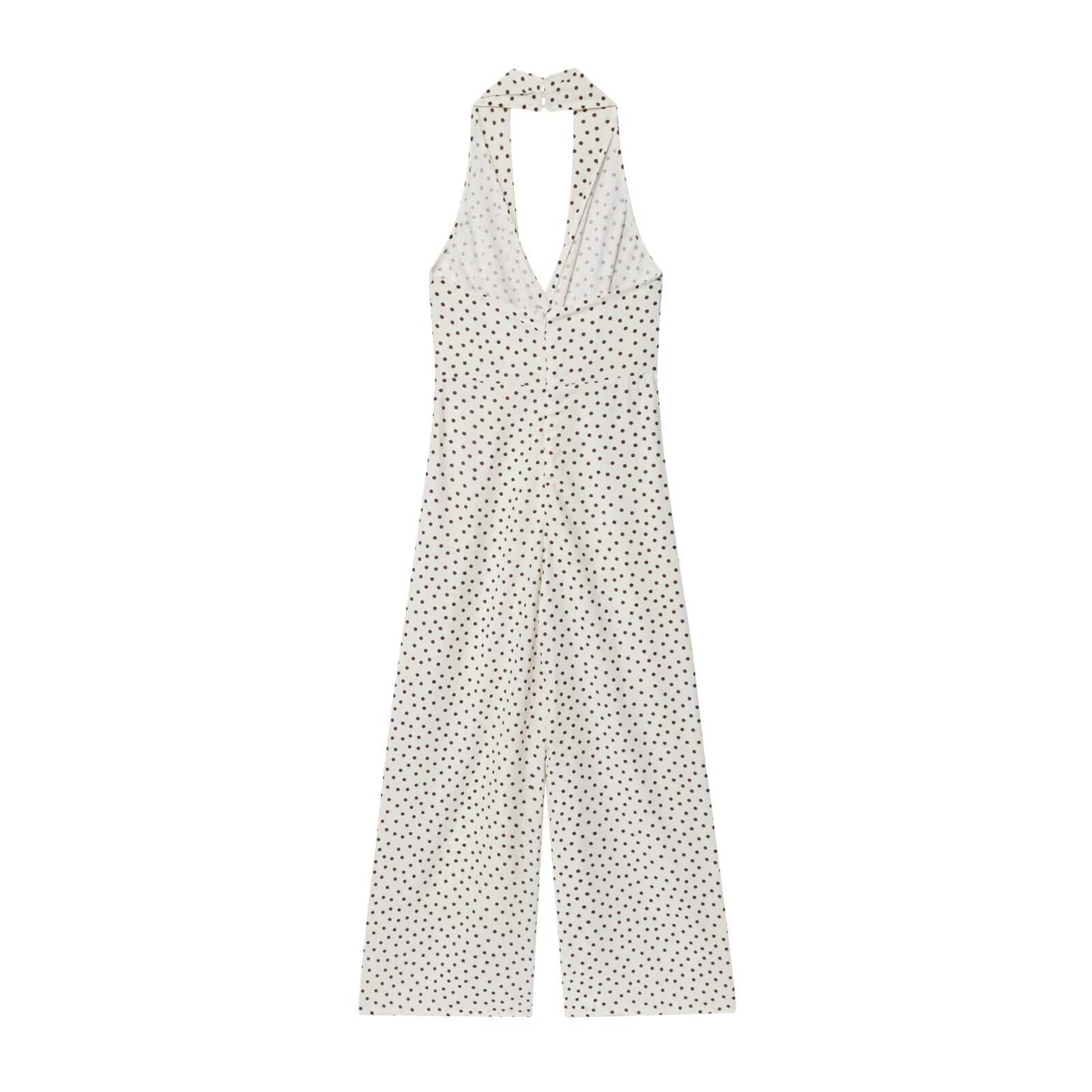 Women's 2025 Fashion Wave Point Hanging Neck Collar jumpsuit