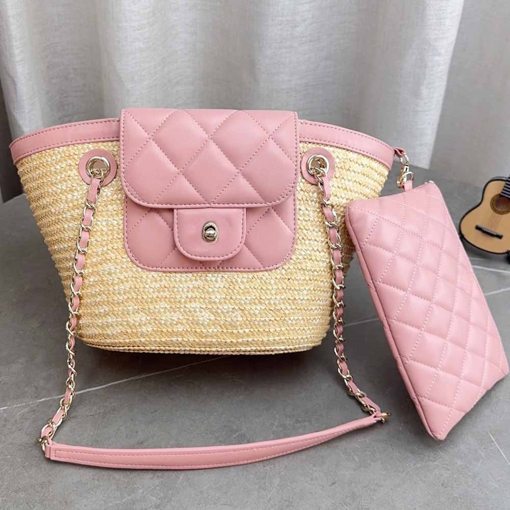 Women's new metal chain splicing design shoulder bag