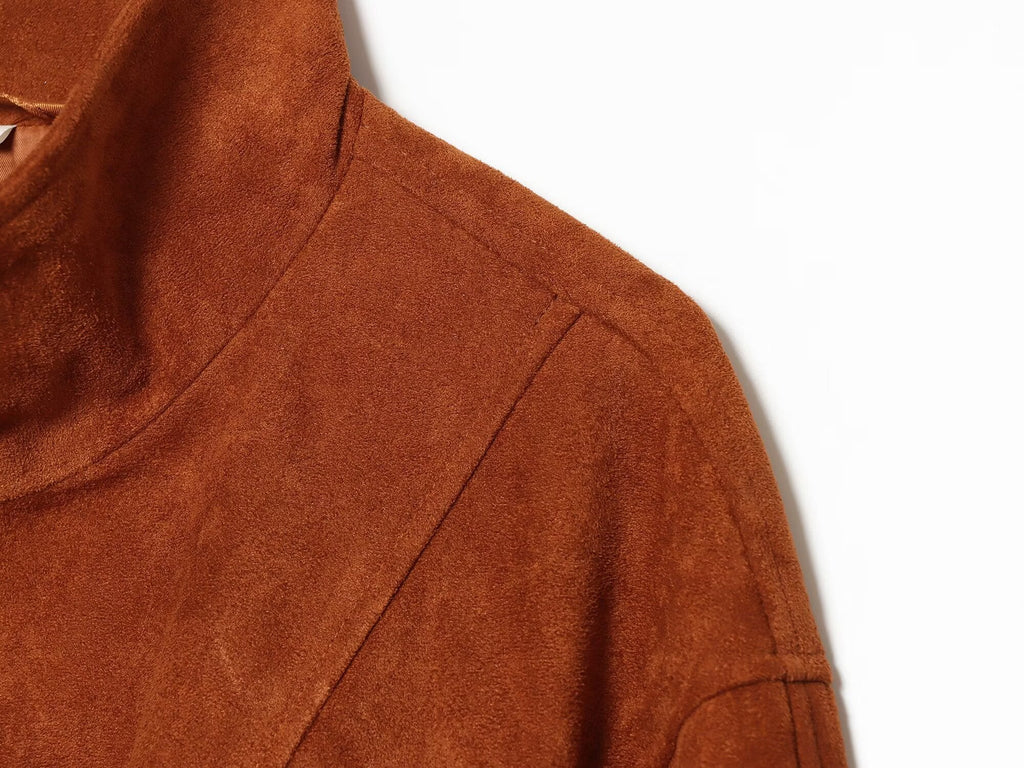 Women's faux leather stand collar jacket Coat