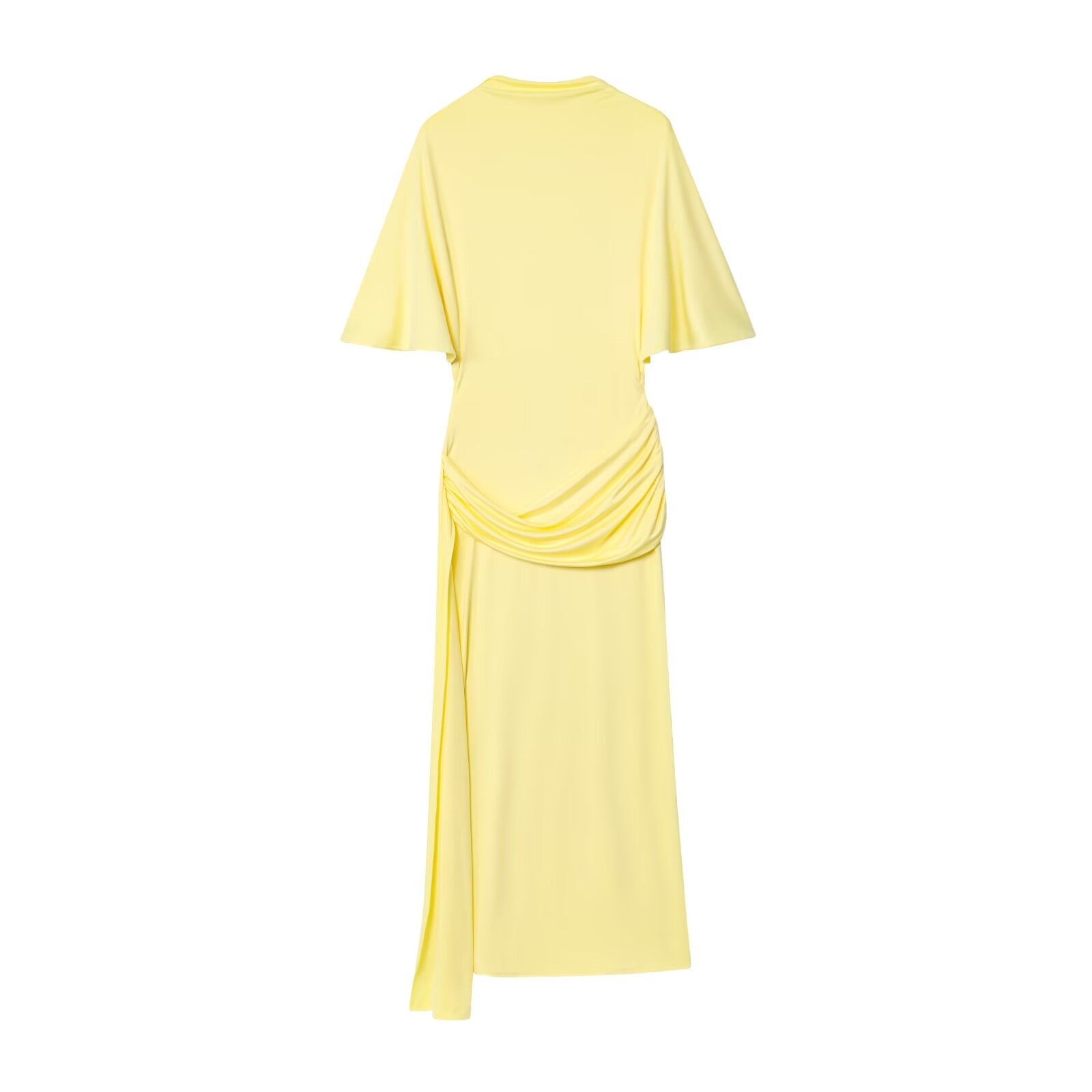 Women's new fashion backless layered decorative short sleeved MIDI dress