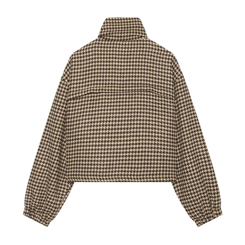 Women's with drawstring retro checkered short Coat