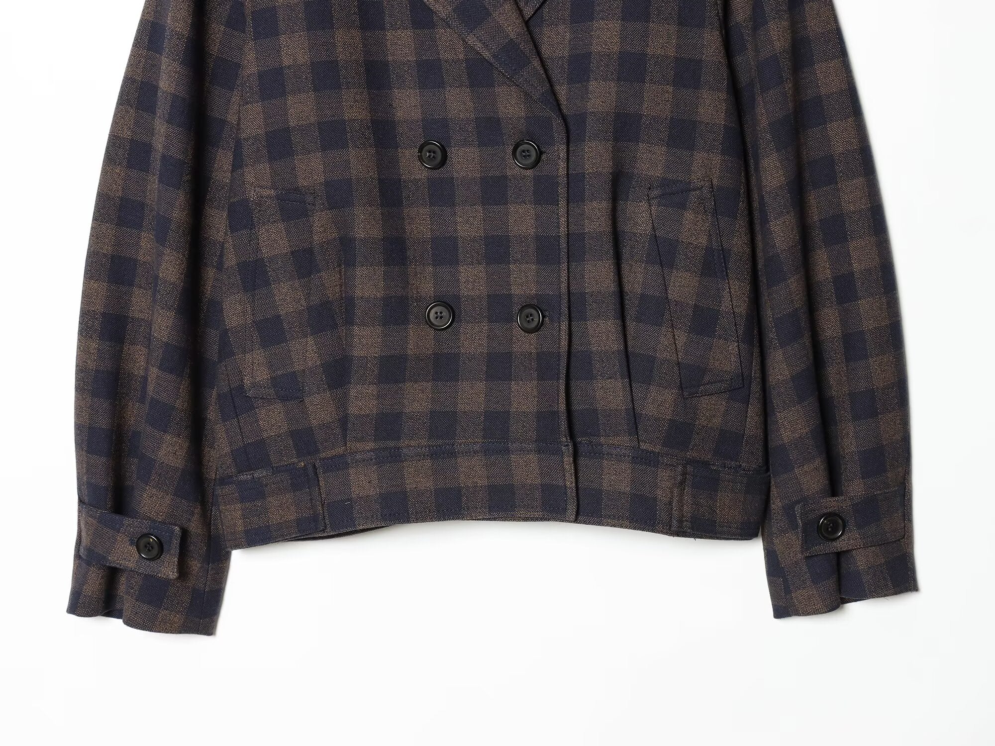 Women's casual double breasted plaid Coat