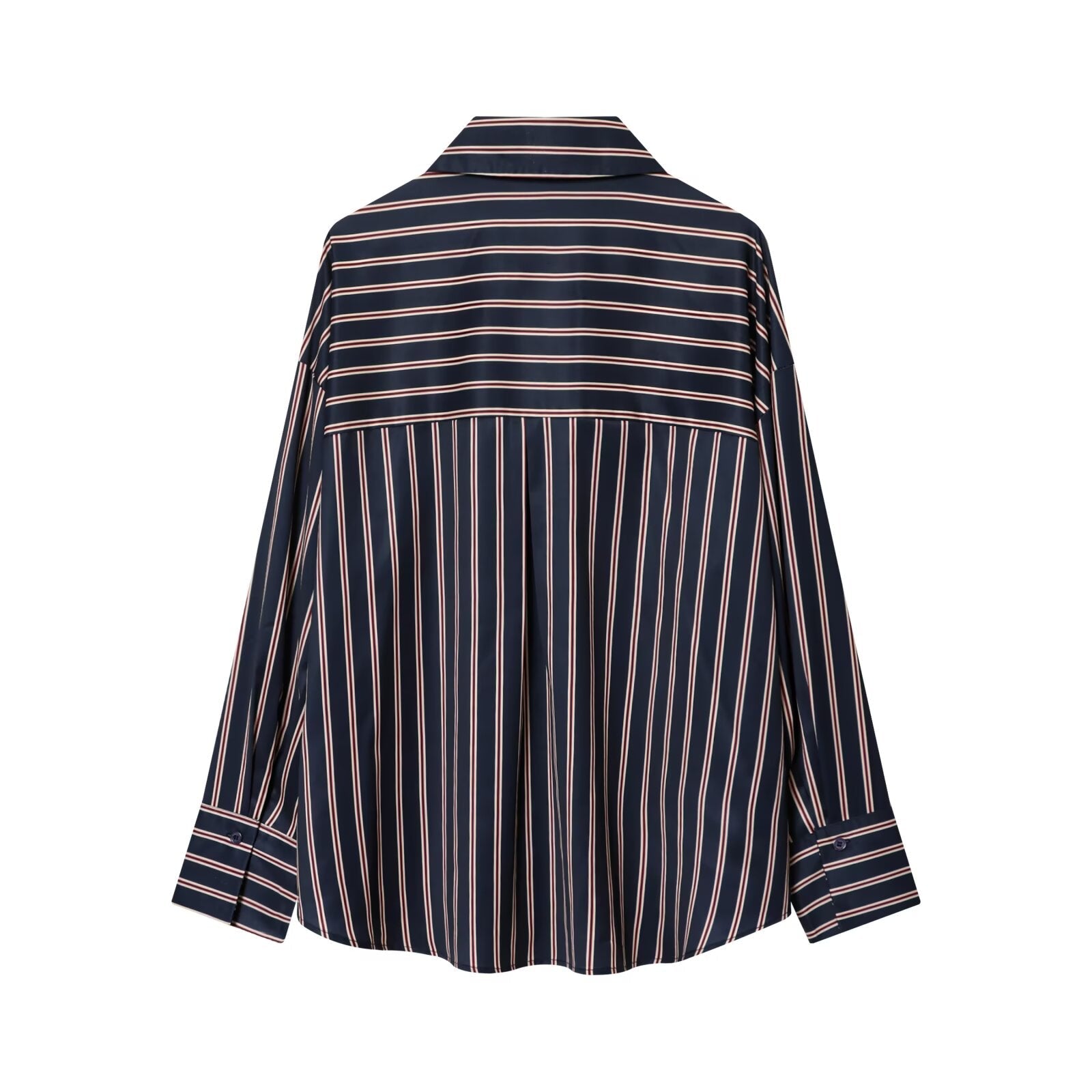 Women's casual lapel striped Button-up shirt