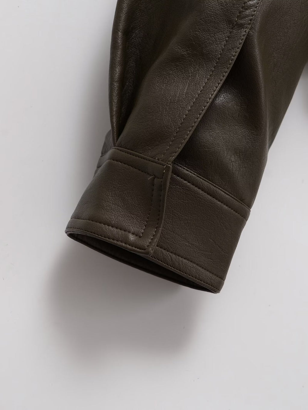 Women's short standing collar Faux Leather jacket Coat