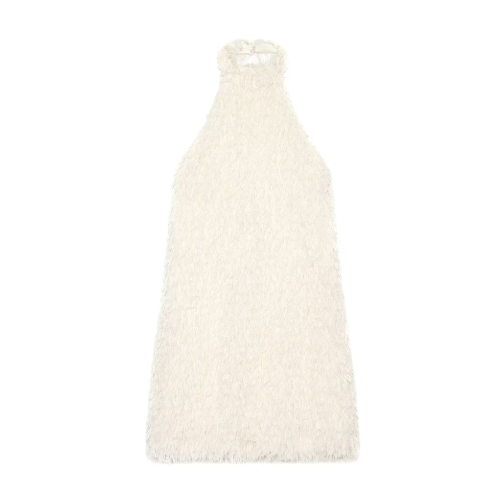 Women's tassel decorated knitted mini dress