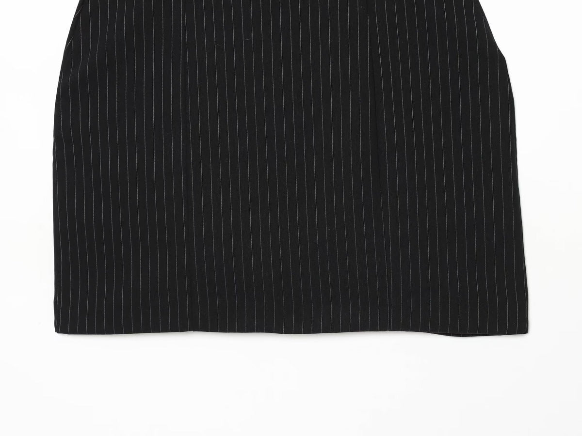 Women's bow decoration striped mini dress