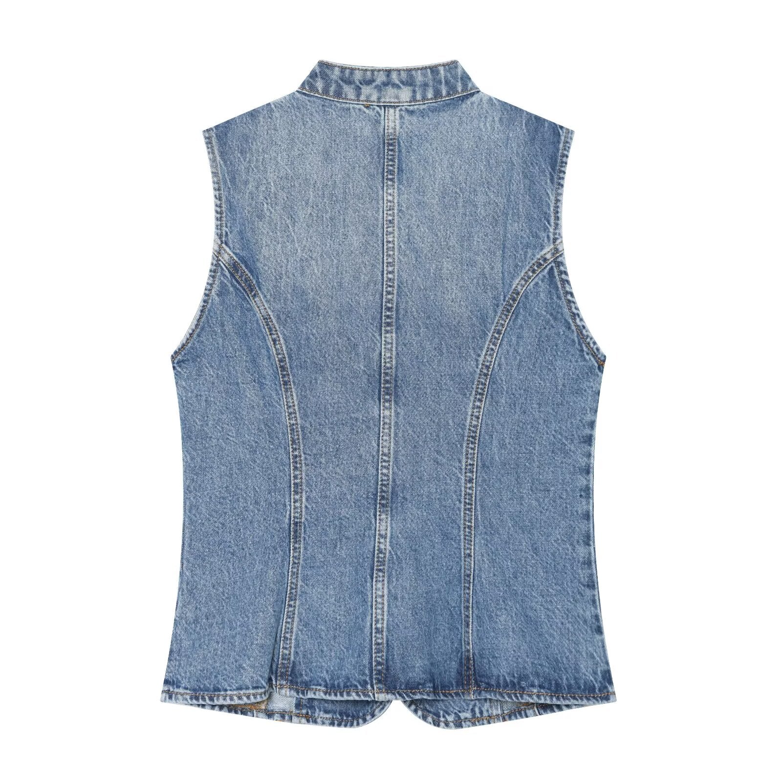 Women's Breasted decorative denim top