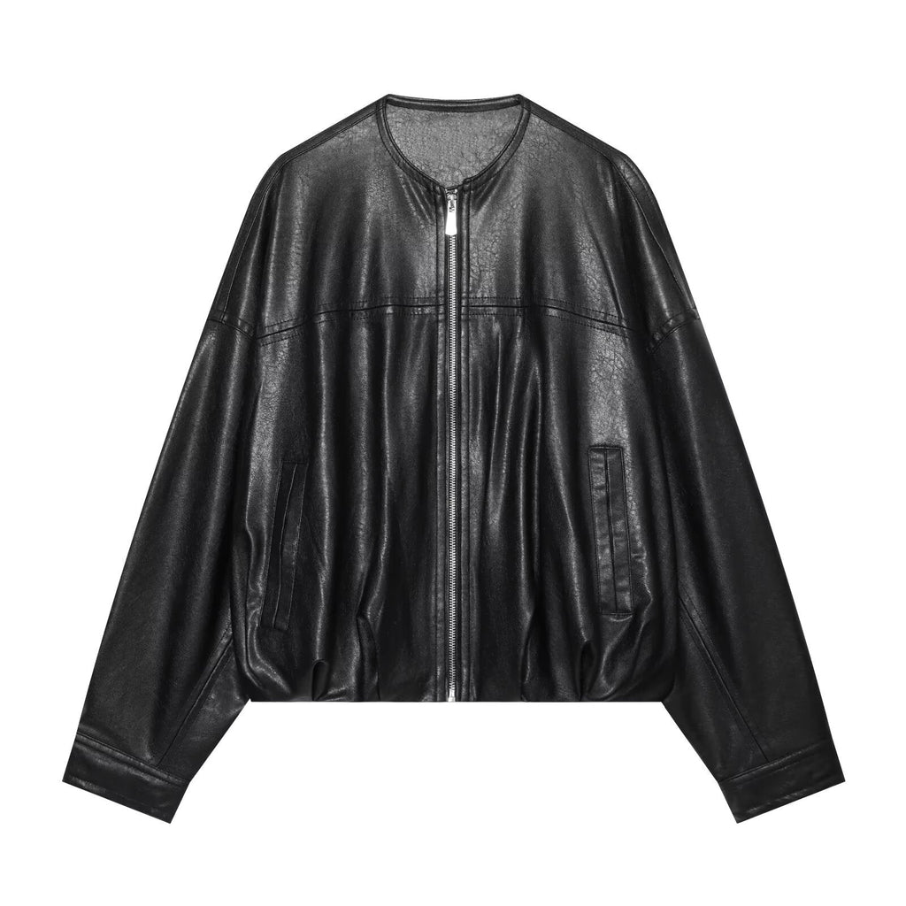 Women's Leather Effect Puff Sleeve Pilot Jacket Coat
