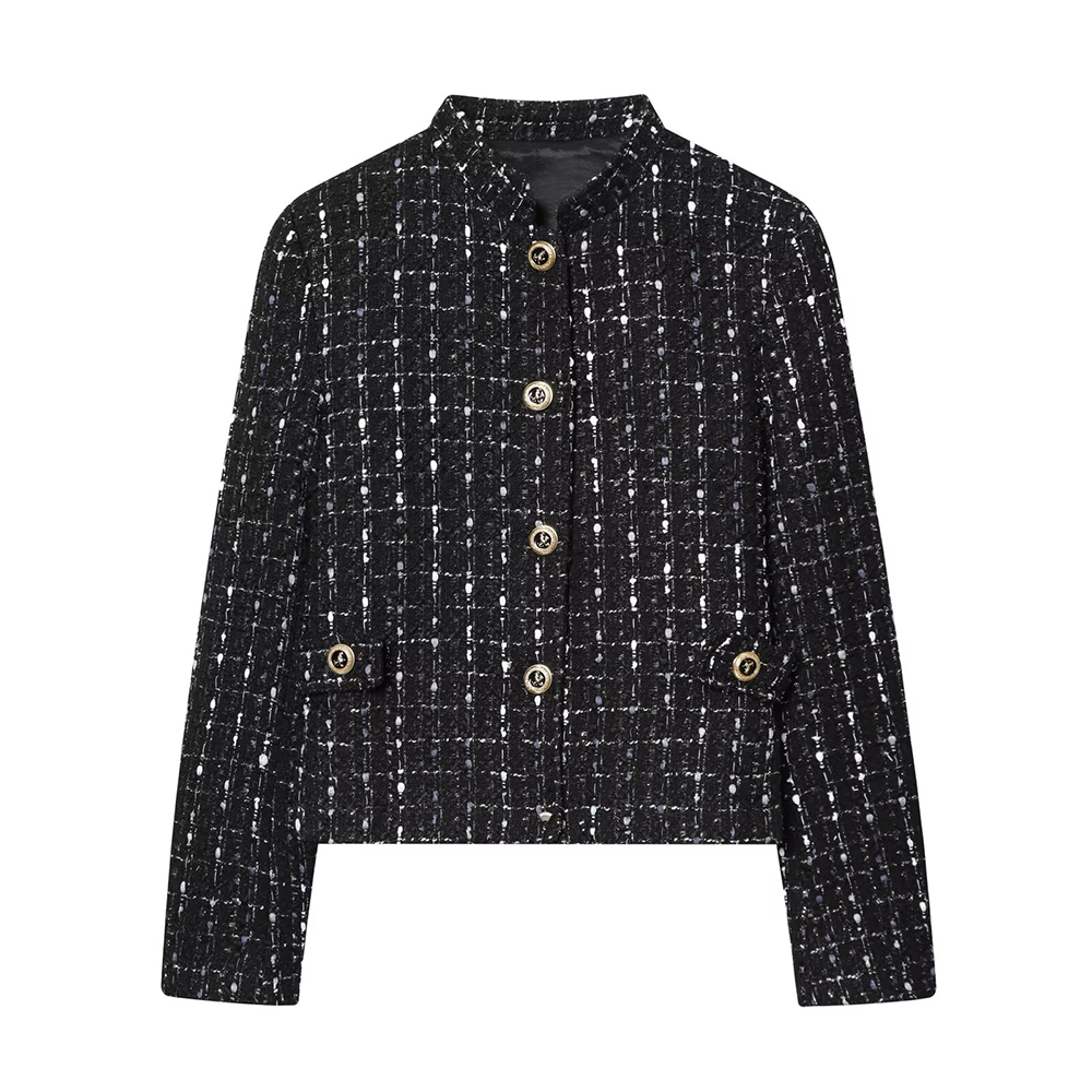 Women's standing collar metal line Blazer Coat