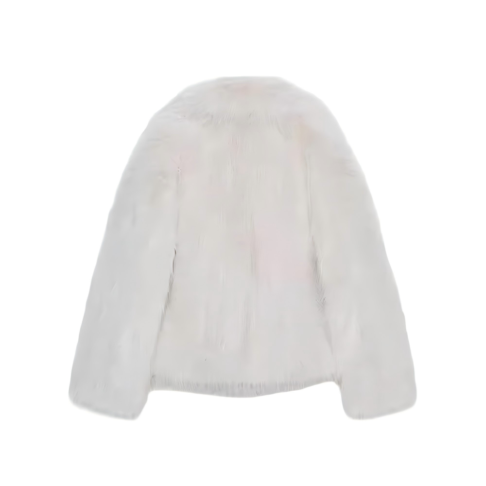 Women's artificial fur effect lapel jacket coat