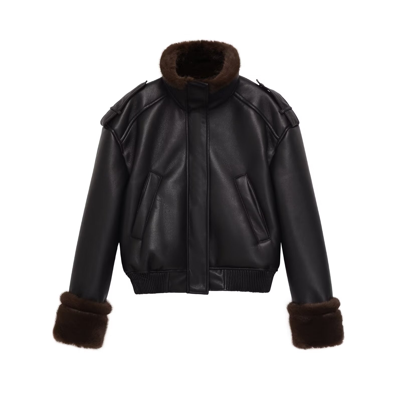 Women's double-sided faux leather pilot jacket Coat