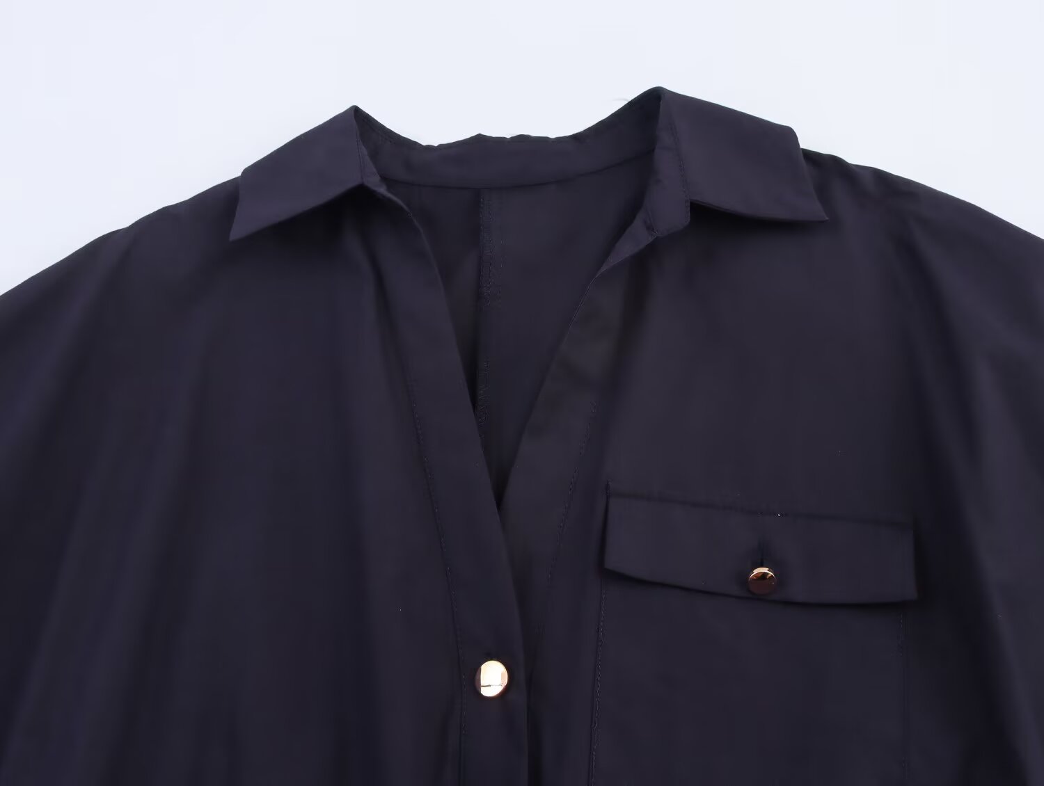 Women's New Fashion With Belt Casual Single breasted Poplin Shirt