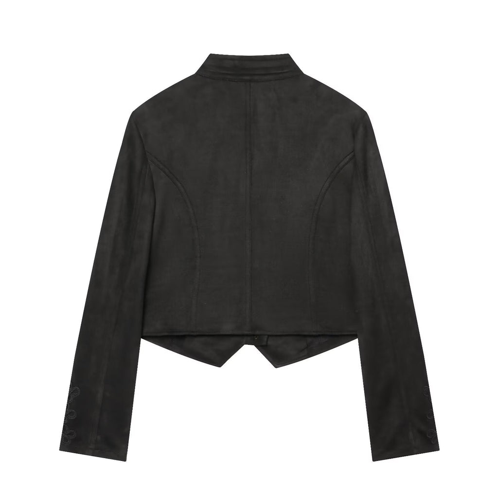 Women's suede textured rope knot buckle Coat
