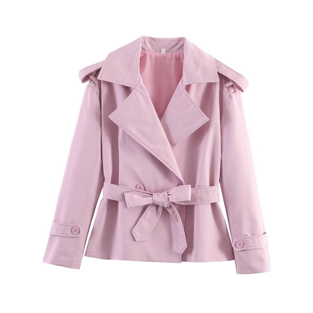 Women's with Belt large lapel windbreaker Coat