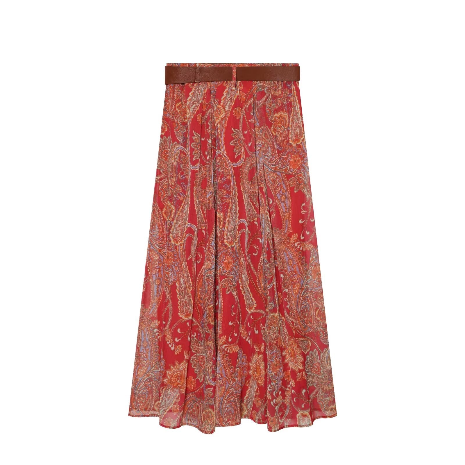 suit Women's 2 pieces printed hanging collar top+Skirts