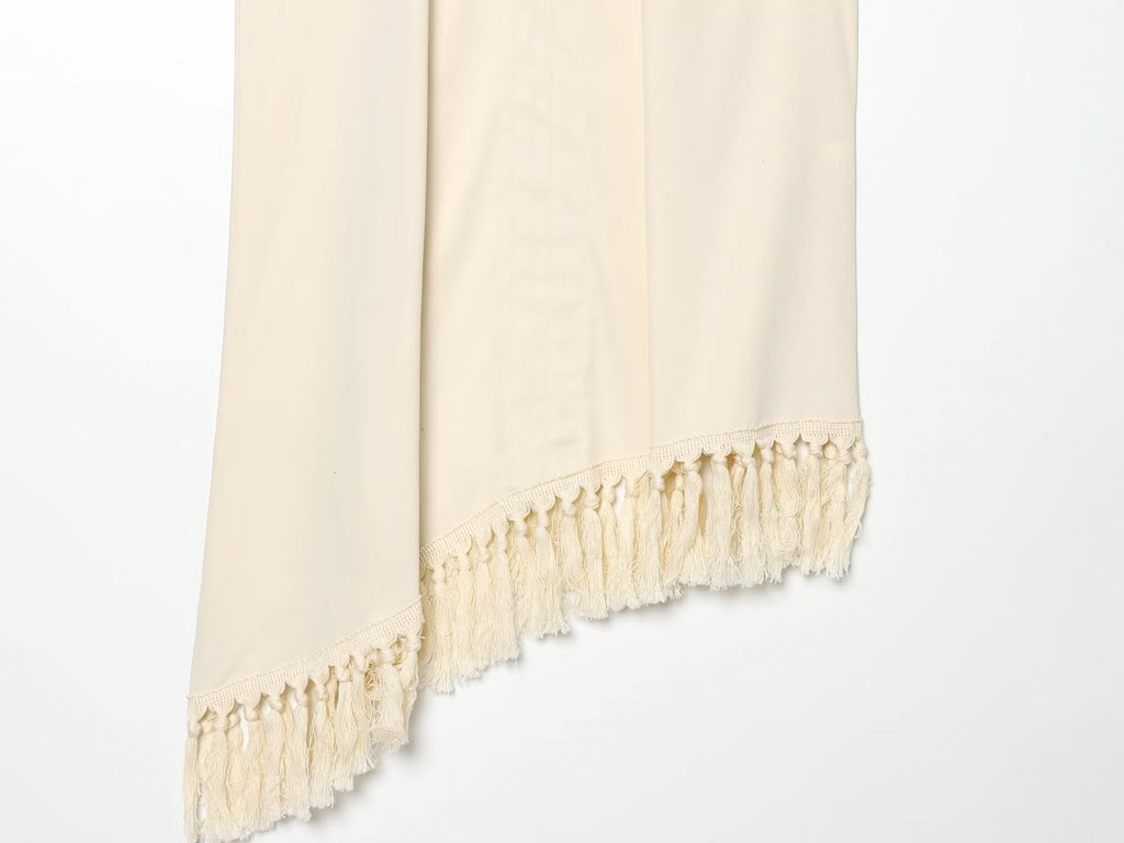 Women's tassel decoration long style hanging neck top