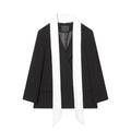 Women's contrasting scarf decoration loose Blazer Coat