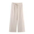 Women's new fashion with Belt loose casual linen blended wide leg pants