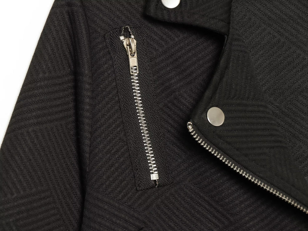 Women's diagonal zipper button decoration casual jacket