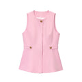 Women's new fashion short skirt style hem O-Neck sleeveless vest+Pants suit