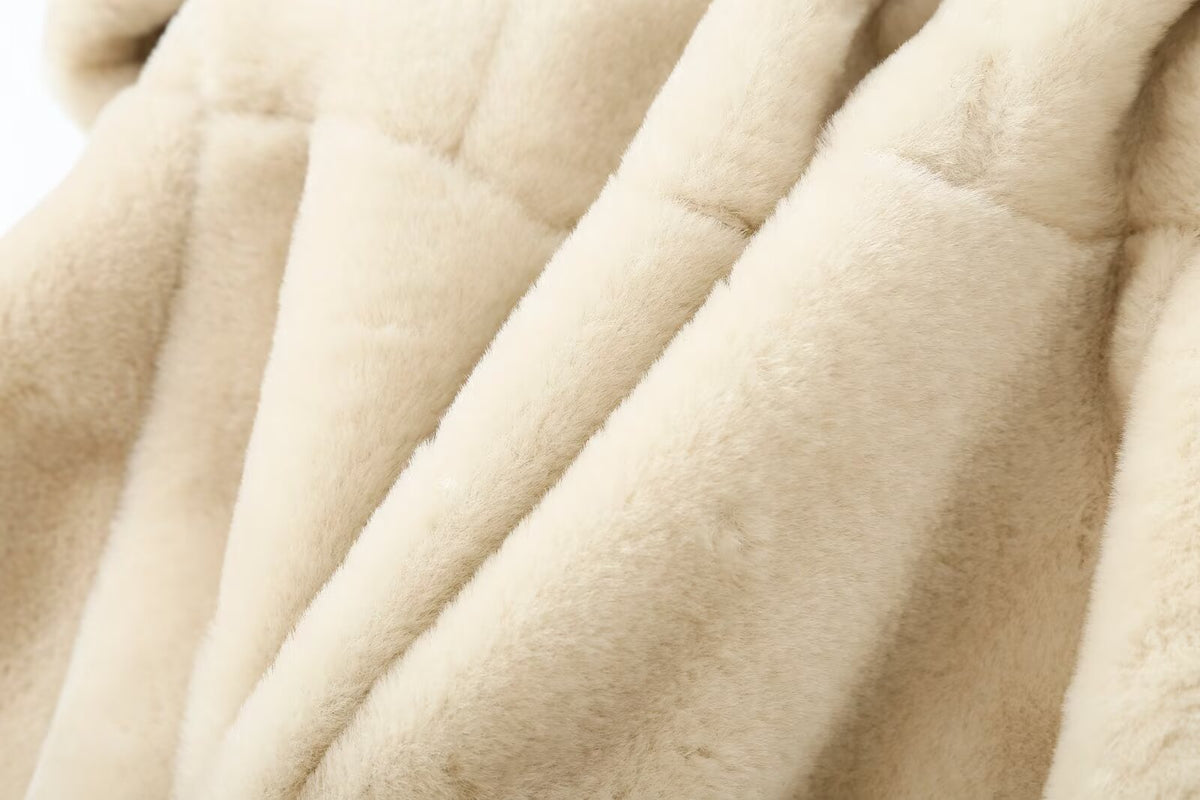 Women's faux fur effect round neck jacket Coat