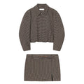 suit Women's 2 pieces plaid cotton pilot jacket Coat+Skirts