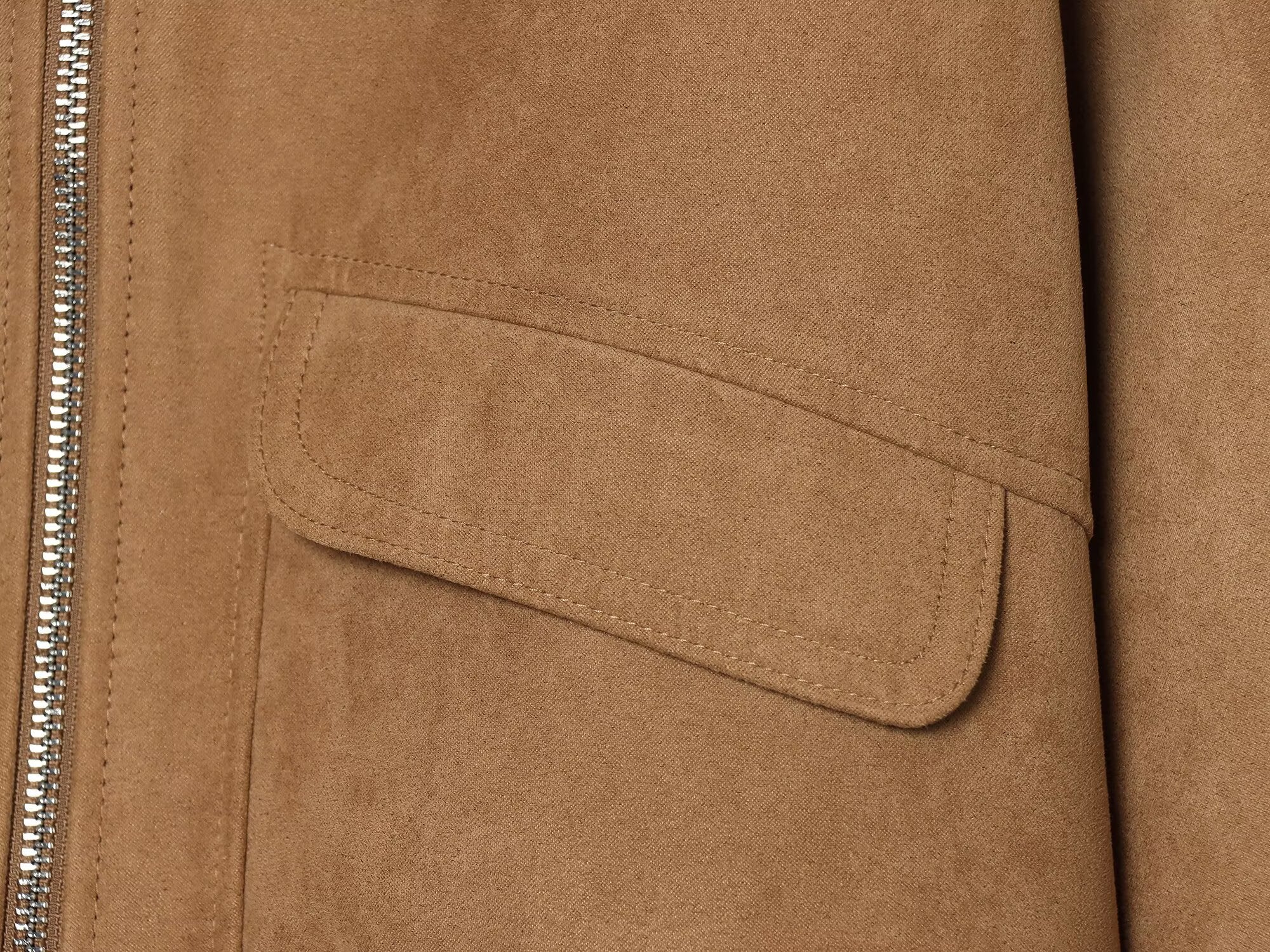 Women's suede texture short lapel pilot jacket