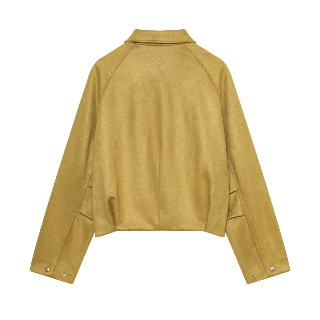 Women's suede effect short pilot jacket Coat