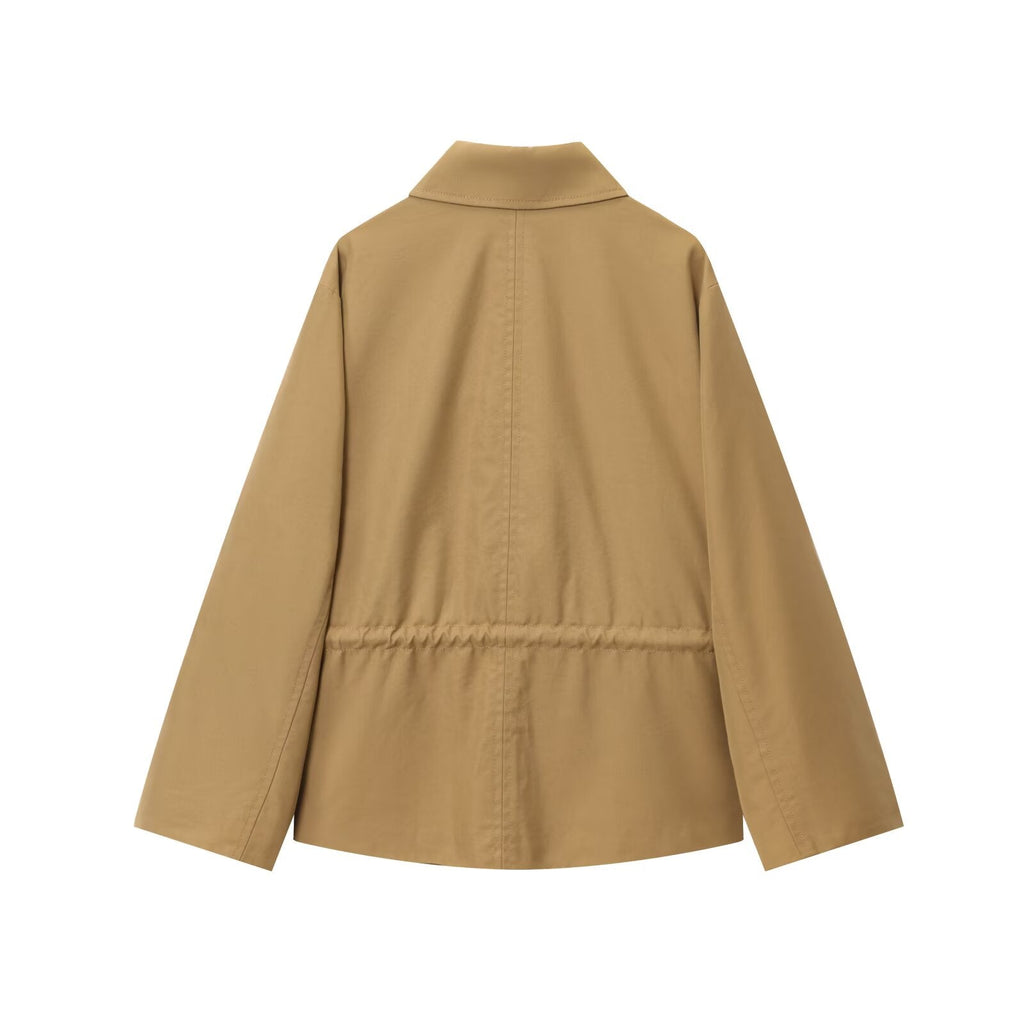 Women's new fashion adjustable waist design short parka coat