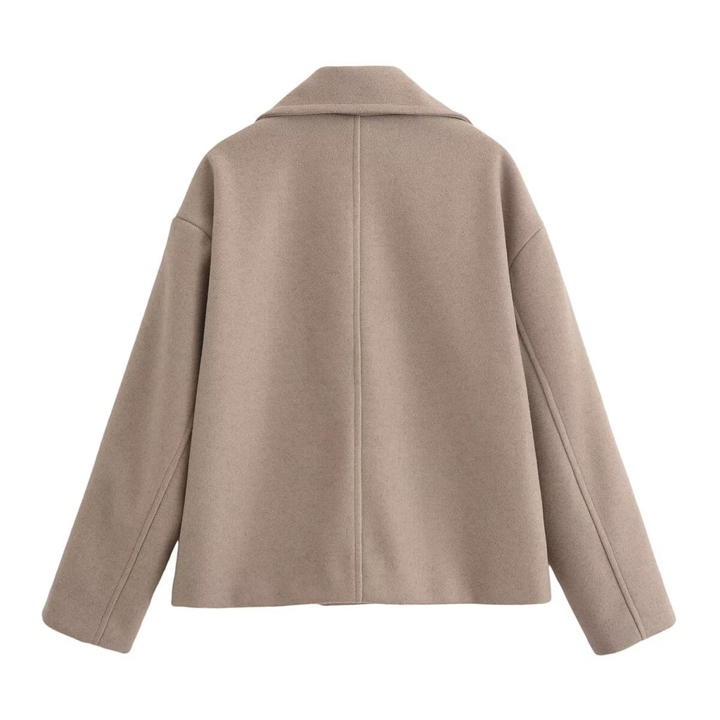 Women's new warm short Double breasted woolen coat