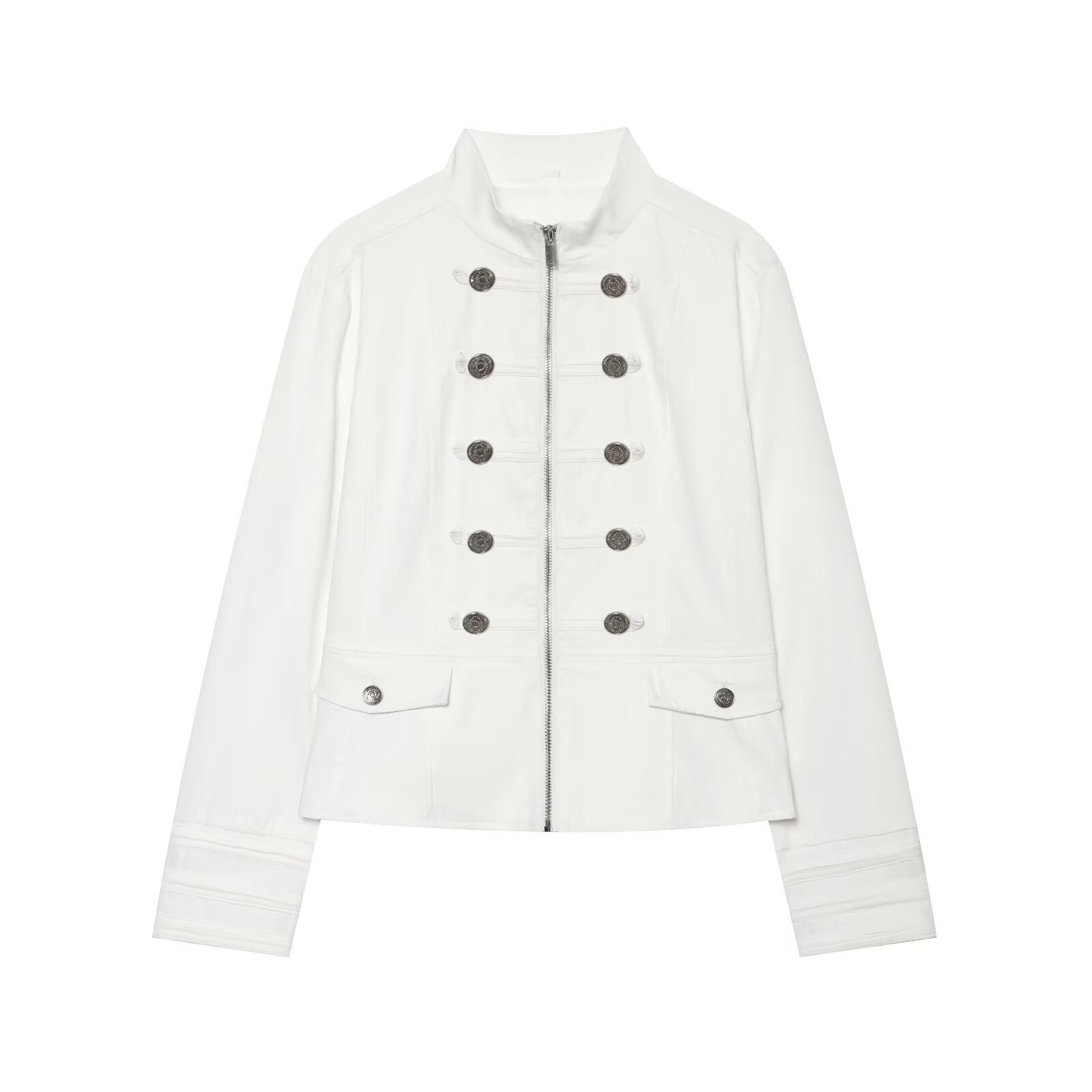 Women's standing collar breasted decorative Blazer Coat