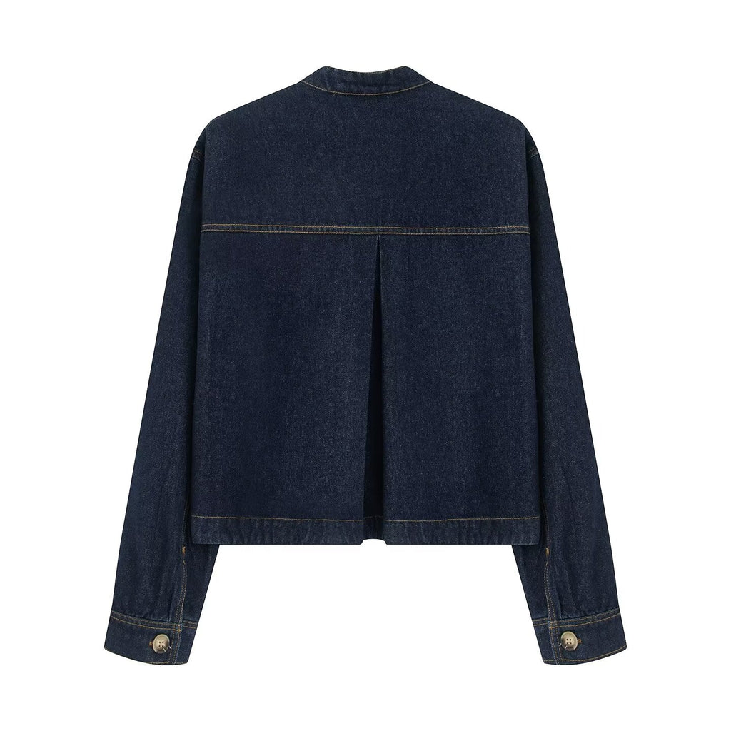 Women's casual stand collar twill coat