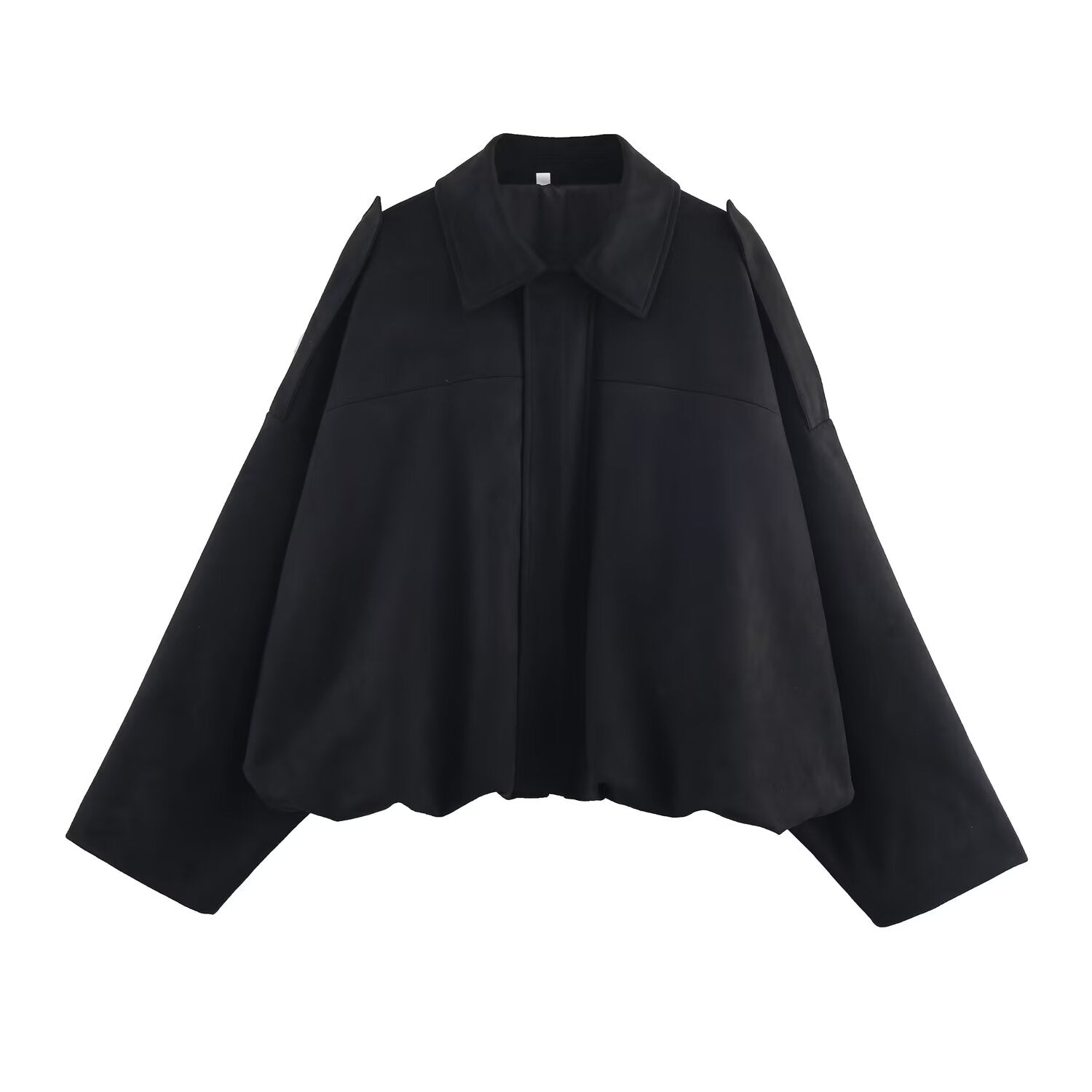 Women's new fashion faux suede effect loose bat sleeves flight jacket Coat