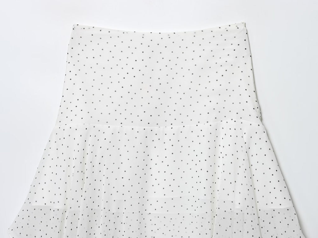 Women's chic Fashion polka dot asymmetrical MIDI skirt