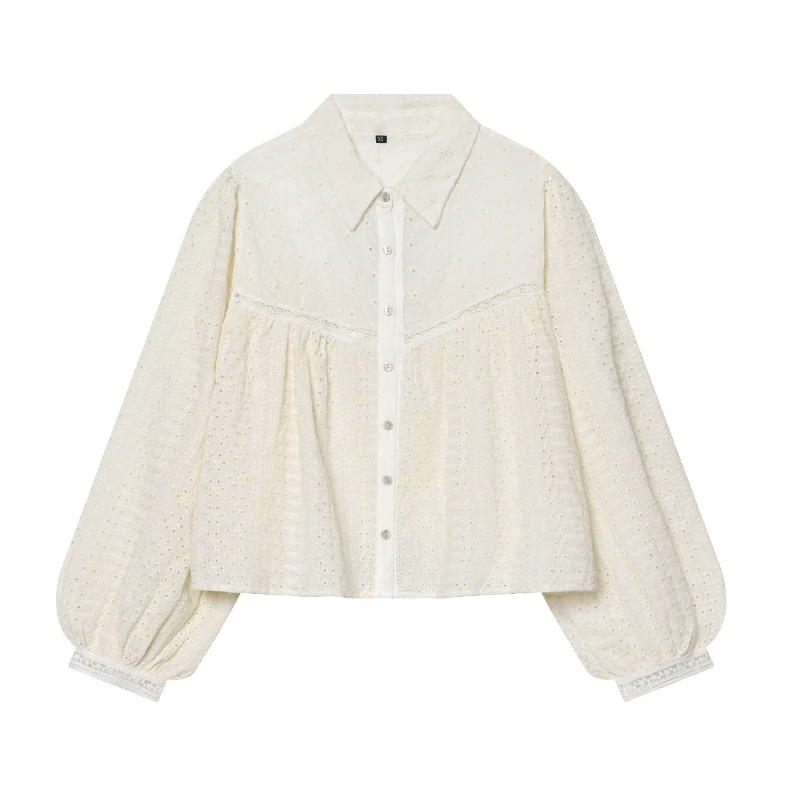 Women's short hollowed out embroidered shirt