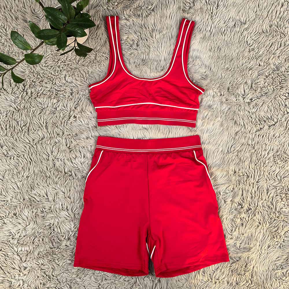 Women's new high-elastic, high-waist hip-lifting shorts vest fitness suit