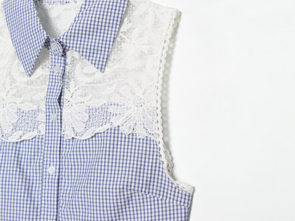 Women's casual plaid patchwork shirt