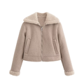 Women's casual short fur Leather jacket Coat