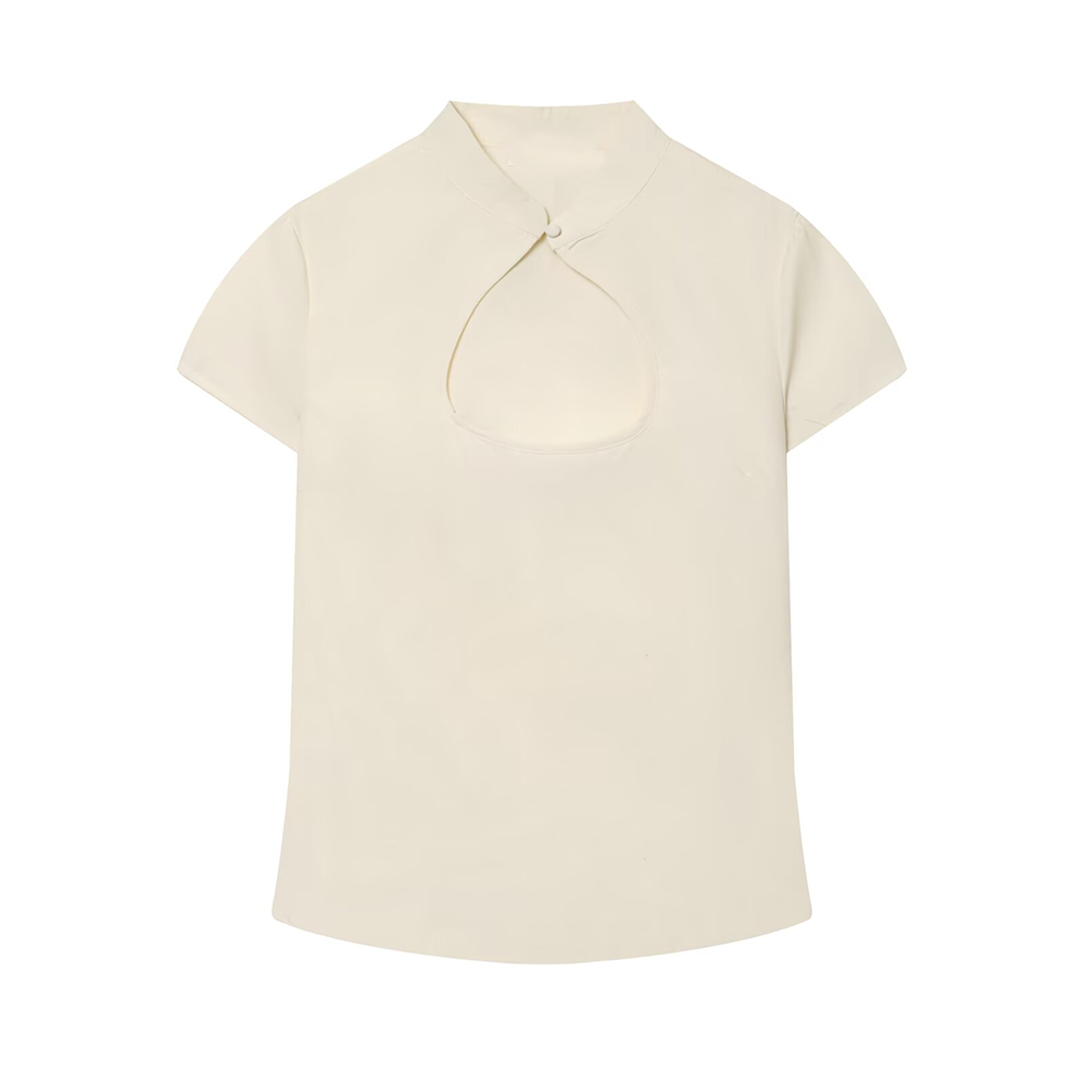 Women's open design slim polka dot top