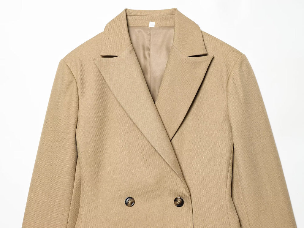 suit Women's 2 pieces slim double breasted Blazer Coat +Pants