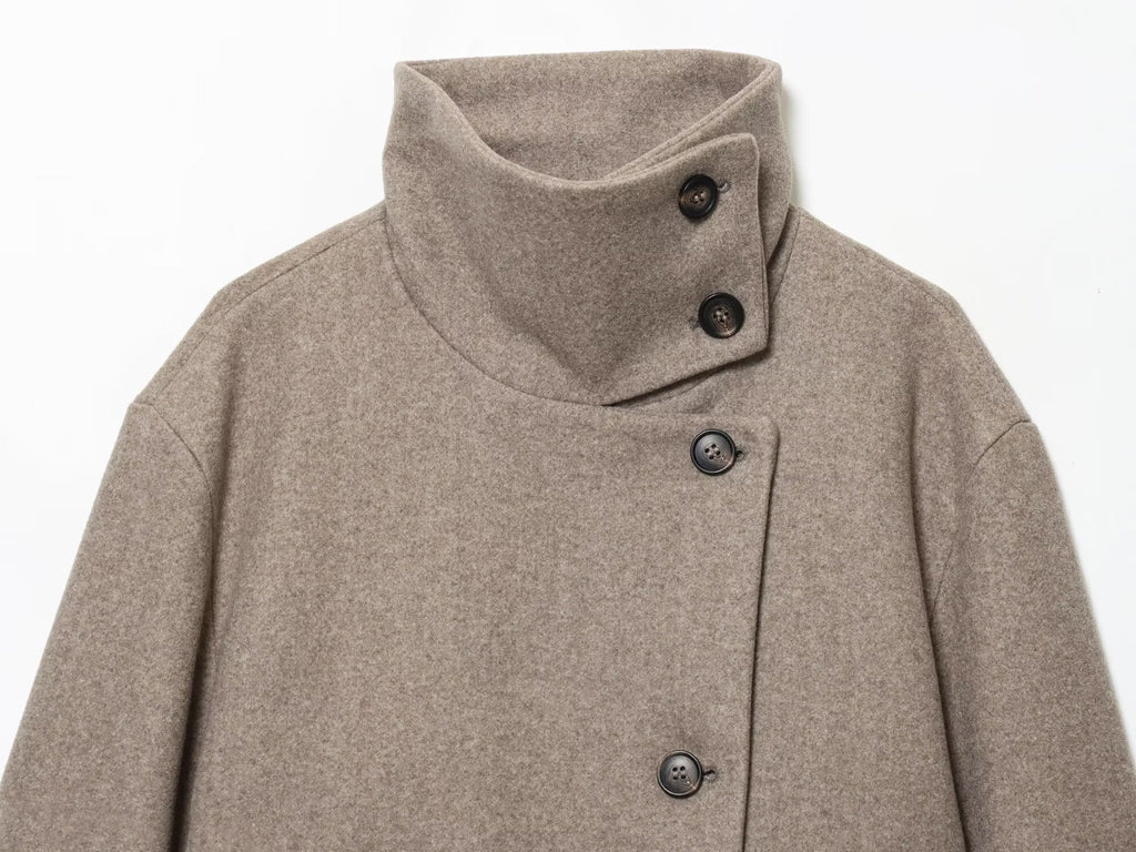 Women's loose standing collar warm woolen coat